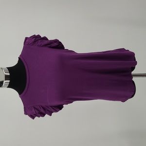 anewday Purple Short Sleeve Knit Top with Ruffled Sleeve Women's Size Medium